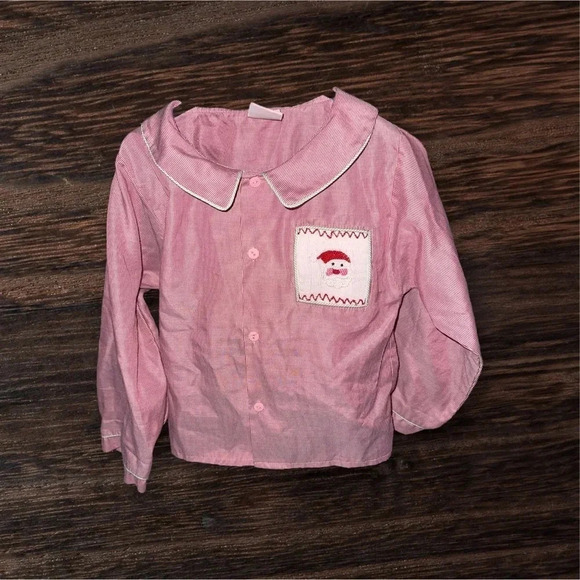 NWOT Boys Petit Ami Santa Claus Red Cotton Gingham Size 24 month 2 pieces - Picture 1 of 6